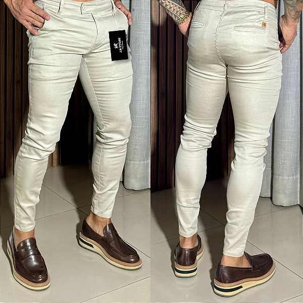 Calça Alfaiataria Skinny Cós Italiano: Areia