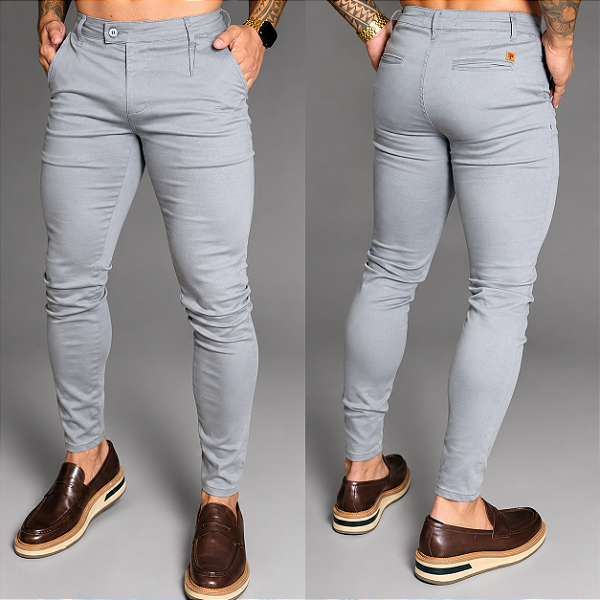 Calça Alfaiataria Skinny Cós Italiano: Cinza