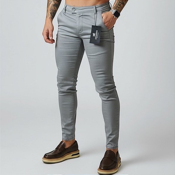 Calça Alfaiataria Skinny Cós Italiano: Cinza