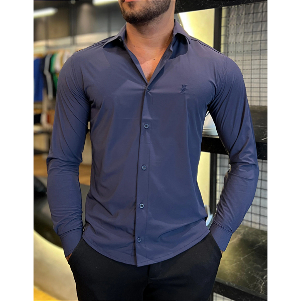 Camisa Social Tecnológica Azul Marinho