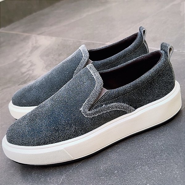 Slip On Supreme Cinza Camurça