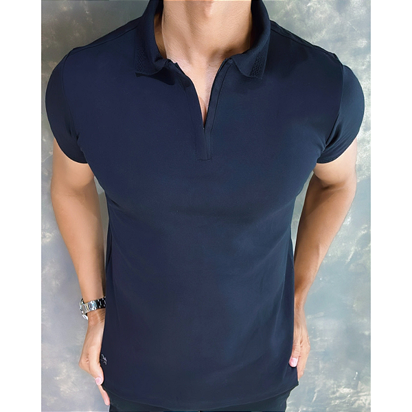 Camisa Polo Ziper Black