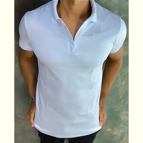 Camisa Polo Ziper Branca