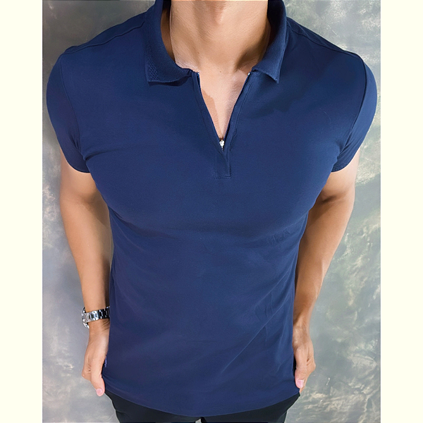 Camisa Polo Ziper Marinho