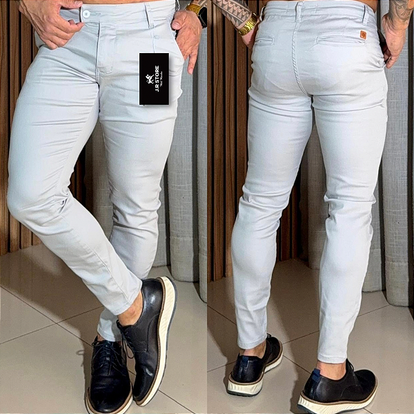 Calça Alfaiataria  Slim Cós Italiano: Cinza claro