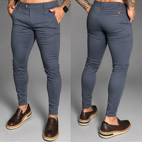 Calça Alfaiataria Skinny Cós Italiano: Titanio