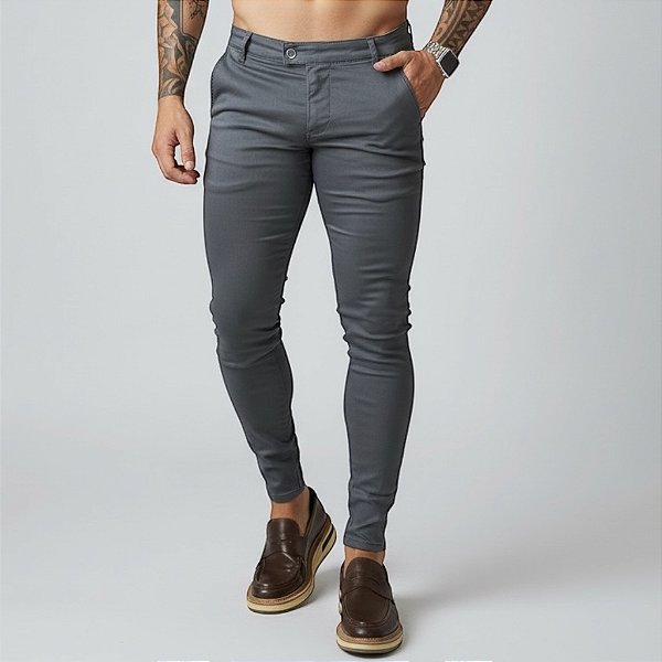 Calça Alfaiataria Skinny Cós Italiano: Titanio