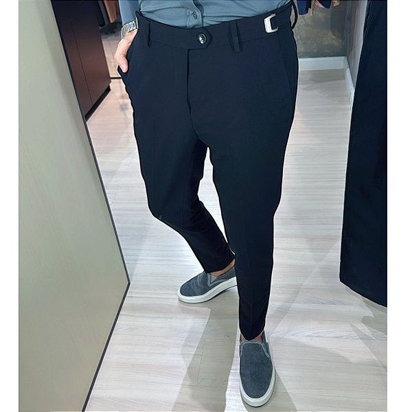 Calça Alfaiataria Skinny Black Com Regulagem Lateral