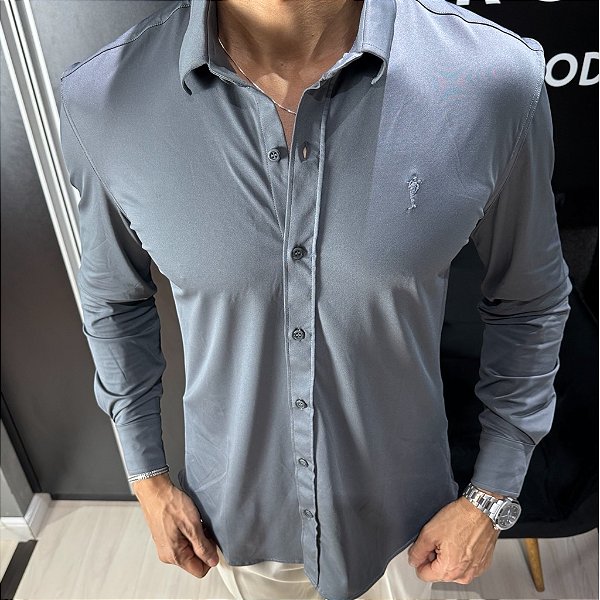 Camisa Slim Fit Chumbo Ultra Elástica