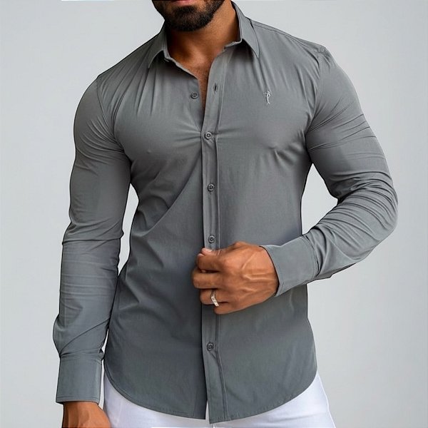 Camisa Slim Fit Chumbo Ultra Elástica
