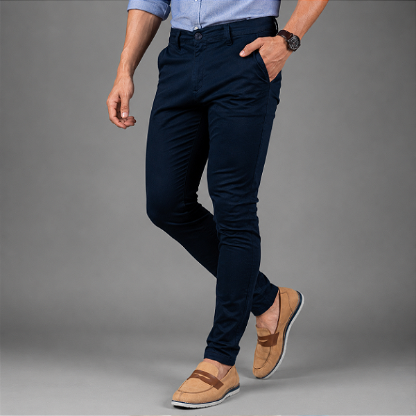 Calça Alfaiataria Azul Marinho Zip-Off