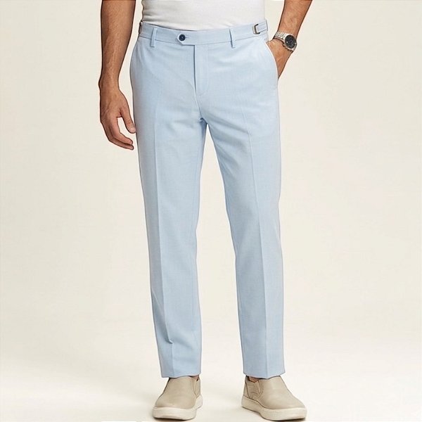 Calça Alfaiataria Atenas Slim Azul Claro BB Com Regulagem Lateral