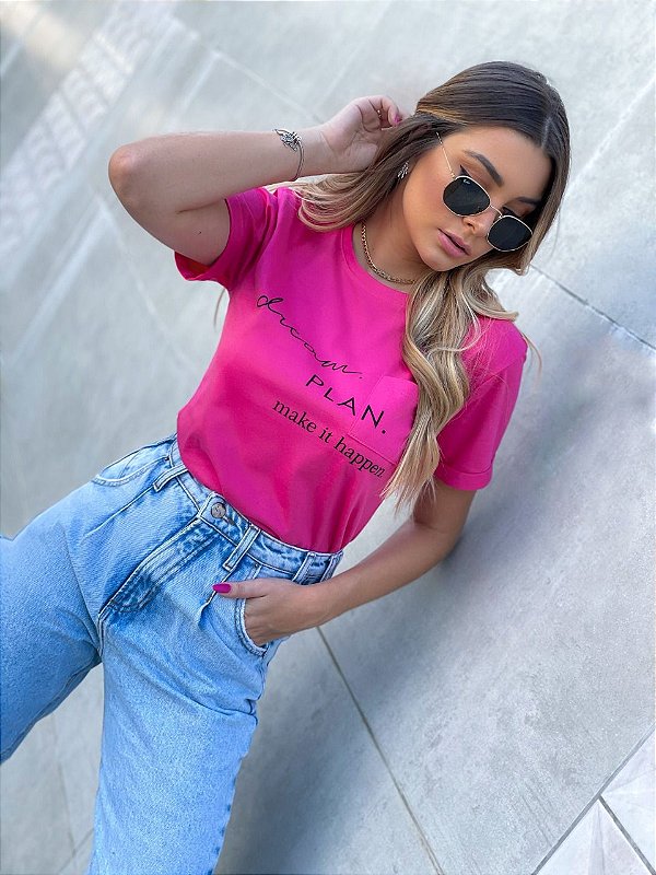 T-SHIRT OLIVIA COM BOLSO PINK