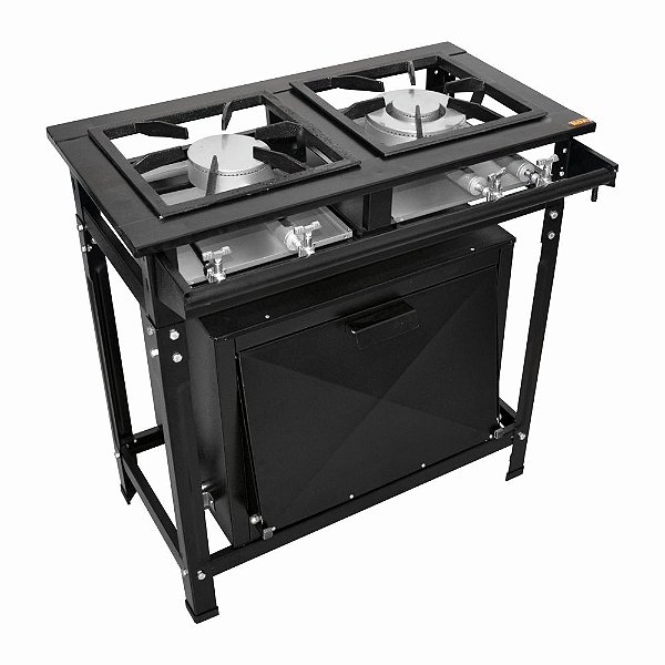 Fogão Industrial Classic 30x30 Perfil 7cm 2 Bocas Baixa Pressão 1 Duplo 1 Simples com Pé e Forno
