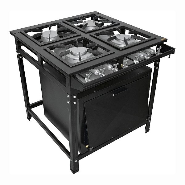Fogão Industrial Classic 30x30 Perfil 7 4 Bocas Baixa Pressão 2 Duplo 2 Simples com Pé e Forno