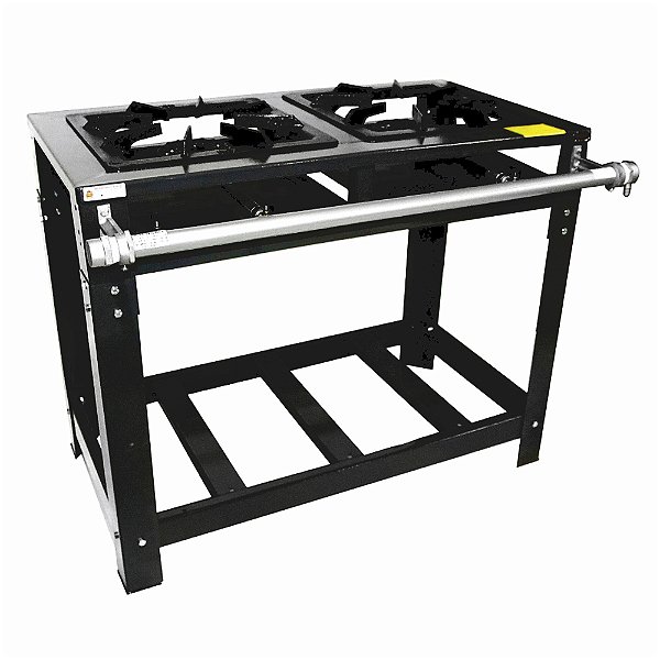 Fogão Omega 40x40 P7 2 Bocas Alta Pressão com Pé com Mangueira