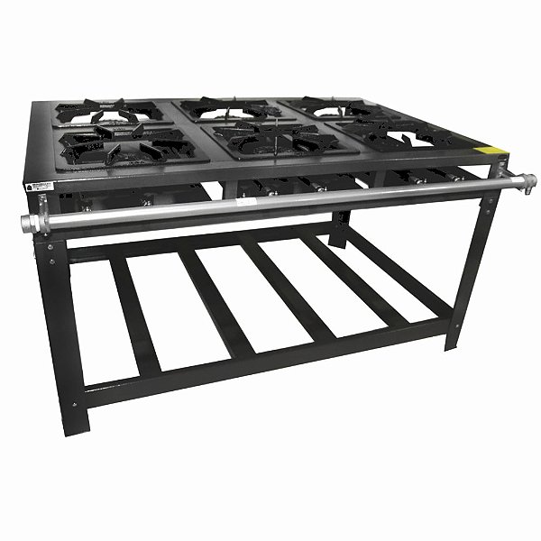 Fogão Omega 40x40 P7 6 Bocas Alta Pressão com Pé  com Mangueira