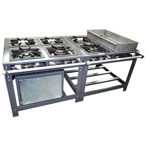 Fogão Omega 40x40 P7 6 Bocas Baixa Pressão 3 Duplos 3 Simples com Banho maria e Forno