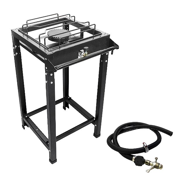 Fogão Semi-Industrial Luxo 1 Boca Master Alta Pressão com Pé com Mangueira e Registro