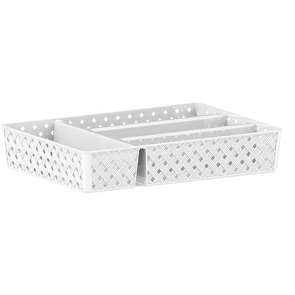 Porta talher 4 Divisórias Rattan branco