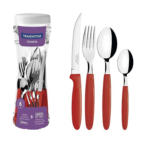 Faqueiro Inox Ipanema - Tramontina 24 Peças - Vermelho