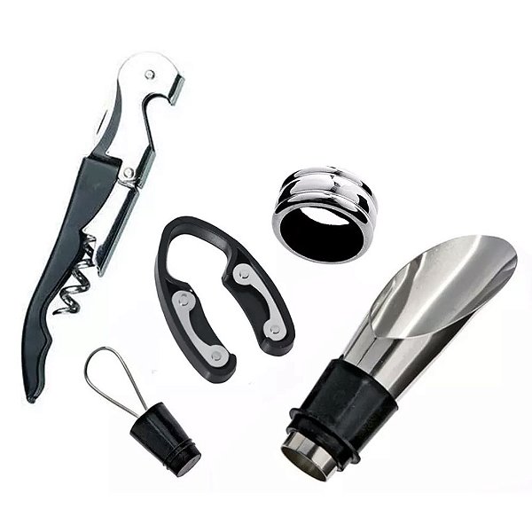 Kit Acessórios Para Vinho 5 Peças