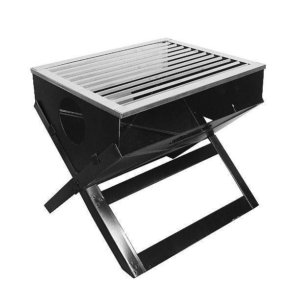 Churrasqueira Portátil Dobravel 40cm - Grelha Inox