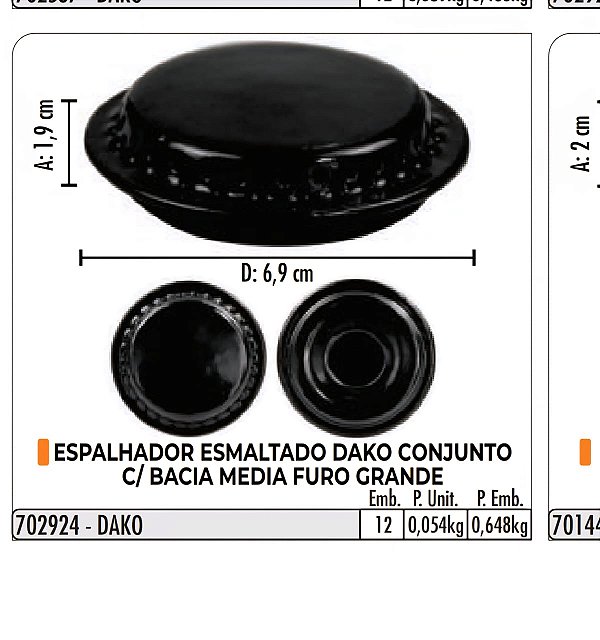 Kit Espalhador c Bacia Dako 6und-0235 — 6und-2924 — 4und-0236
