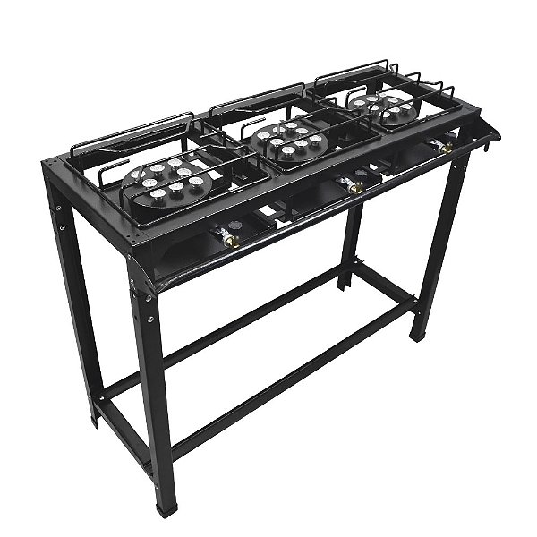 DUPLICADO - Fogão Semi Industrial Alta Pressão 3 Bocas Grande com Mangueira