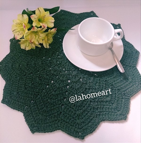 Sousplat de Crochê Verde Musgo - Ripple Star