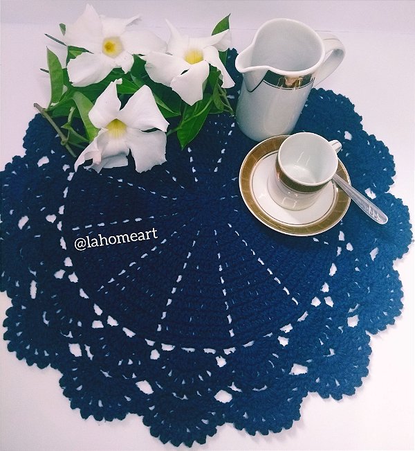 Sousplat de Crochê Azul Marinho - Renda