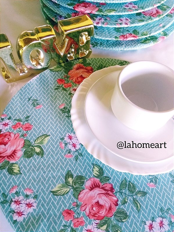 Capa de Sousplat para Base de MDF Floral com geometrico