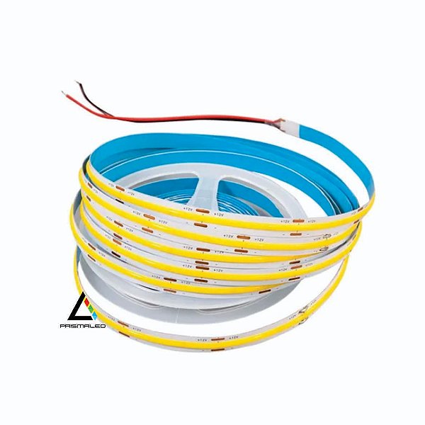 Fita Led COB 320 Leds Alto Brilho Luz Branco Quente Rolo 5mts 12Vcc