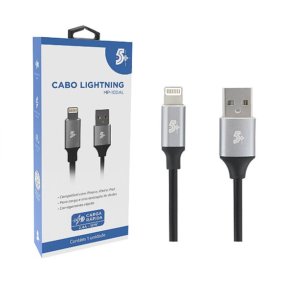 Cabo Lightning Para Usb A - 1,2M Aluminum Mobile Premium
