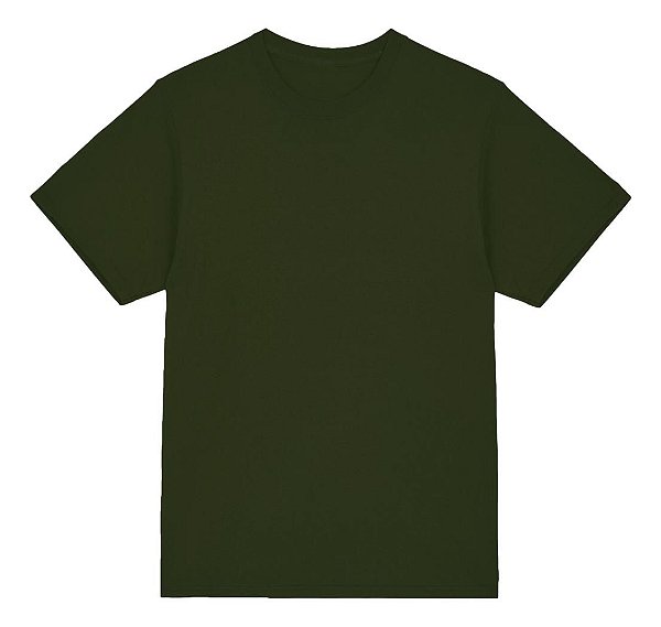 Camiseta básica  UNISSEX  Verde Musgo  fio 30.1 penteado reforço na gola - 190 G -  Modelagem Streetwear - Gola canelada 2x1 .