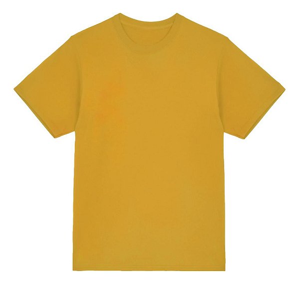 Camiseta básica  UNISSEX  Amarelo Mostarda  fio 30.1 penteado reforço na gola - 190 G -  Modelagem Streetwear - Gola canelada 2x1 .
