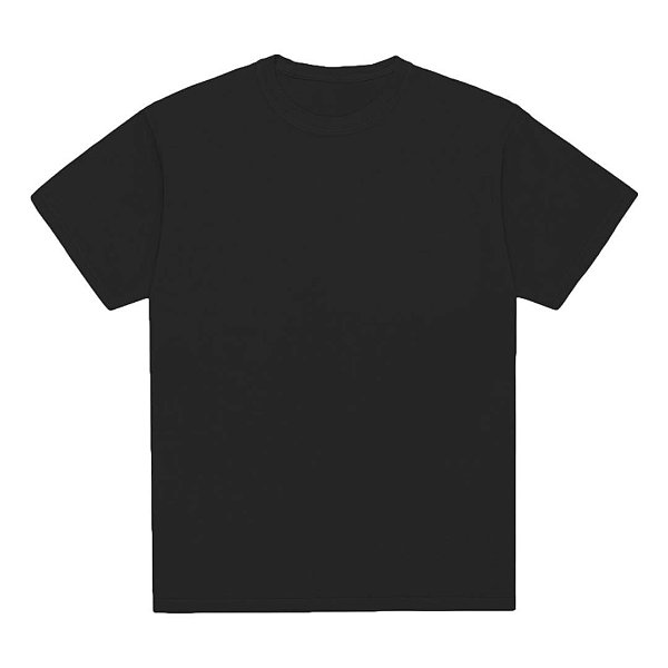 Camiseta básica  UNISSEX  Preta fio 26.1 penteado reforço na gola - 210 G -  Modelagem Streetwear - Gola canelada 2x1 .