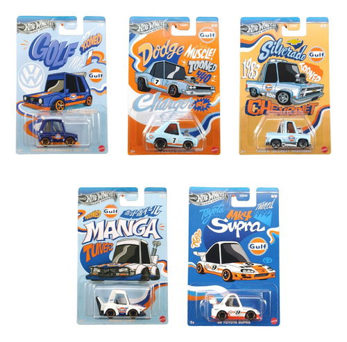 Hot Wheels Temático Silver Series Tooned Gulf Set C/ 05