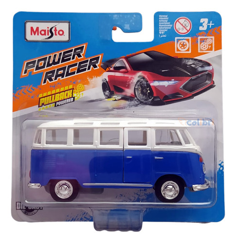 Maisto Power Racer 1:43 Vw Van Samba Kombi Azul
