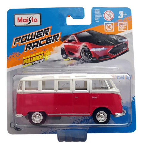 Maisto Power Racer 1:43 Vw Van Samba Kombi Vermelho