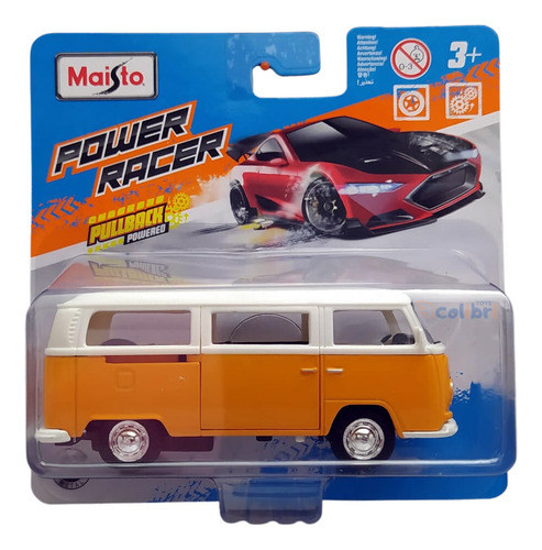 Maisto Power Racer 1:43 Vw Type 2 Bus 1971 Kombi Laranja