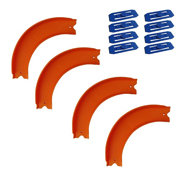 Kit 04 Pistas Curvas 90° Para Carrinhos Escala Hot Wheels La