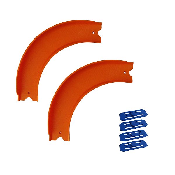 Kit 02 Pistas Curvas 90° Para Carrinhos Escala Hot Wheels La