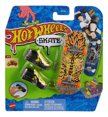 Hot Wheels Skate De Dedo Com Tenis Flame Thrower Hvj84