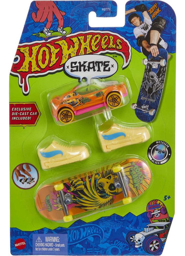 Hot Wheels Skate De Dedo Com Tenis & Carrinho Hi Beam