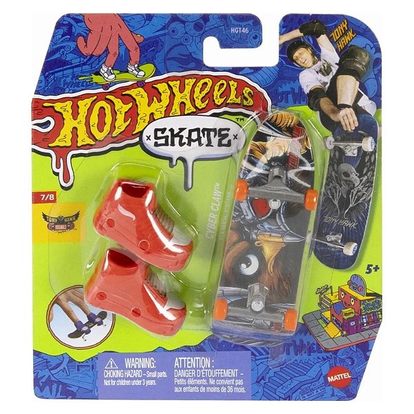 Hot Wheels Skate de Dedo com Tenis Cyber Claw HVJ94