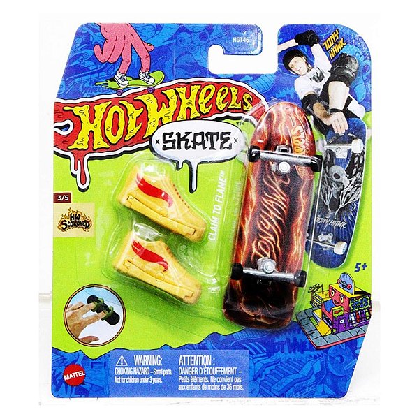Hot Wheels Skate de Dedo com Tenis Claim to Flame HVJ78
