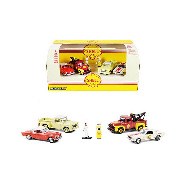 Set Miniaturas 1:64 Greenlight Shell Oil Service Center