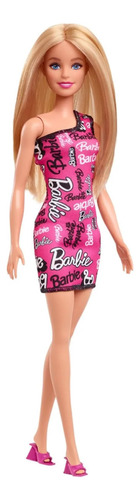 Boneca Barbie Loira Vestido Escritos Rosa Hrh07 Mattel