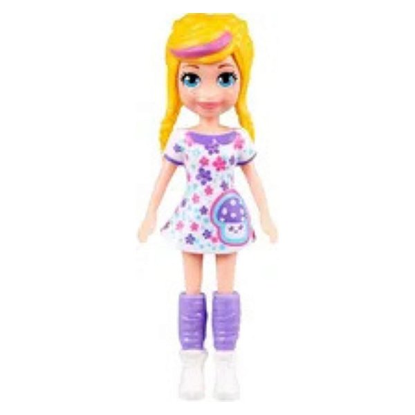 Boneca Polly Pocket Básica Polly Vestido Branco Cogumelo